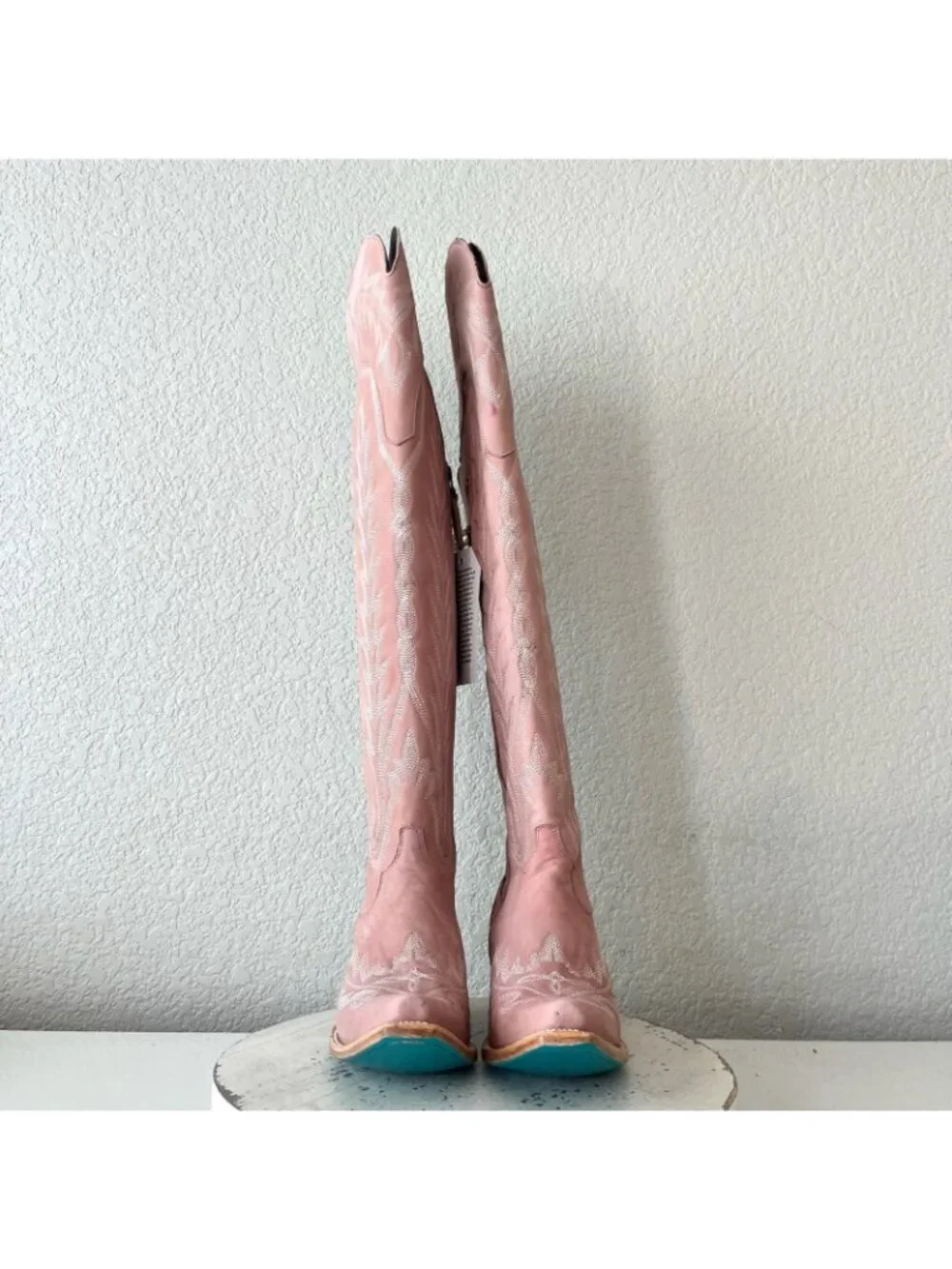 Lane LEXINGTON Over the Knee Cowboy Boots 7 Pink Western Cowgirl Snip Toe Size 7